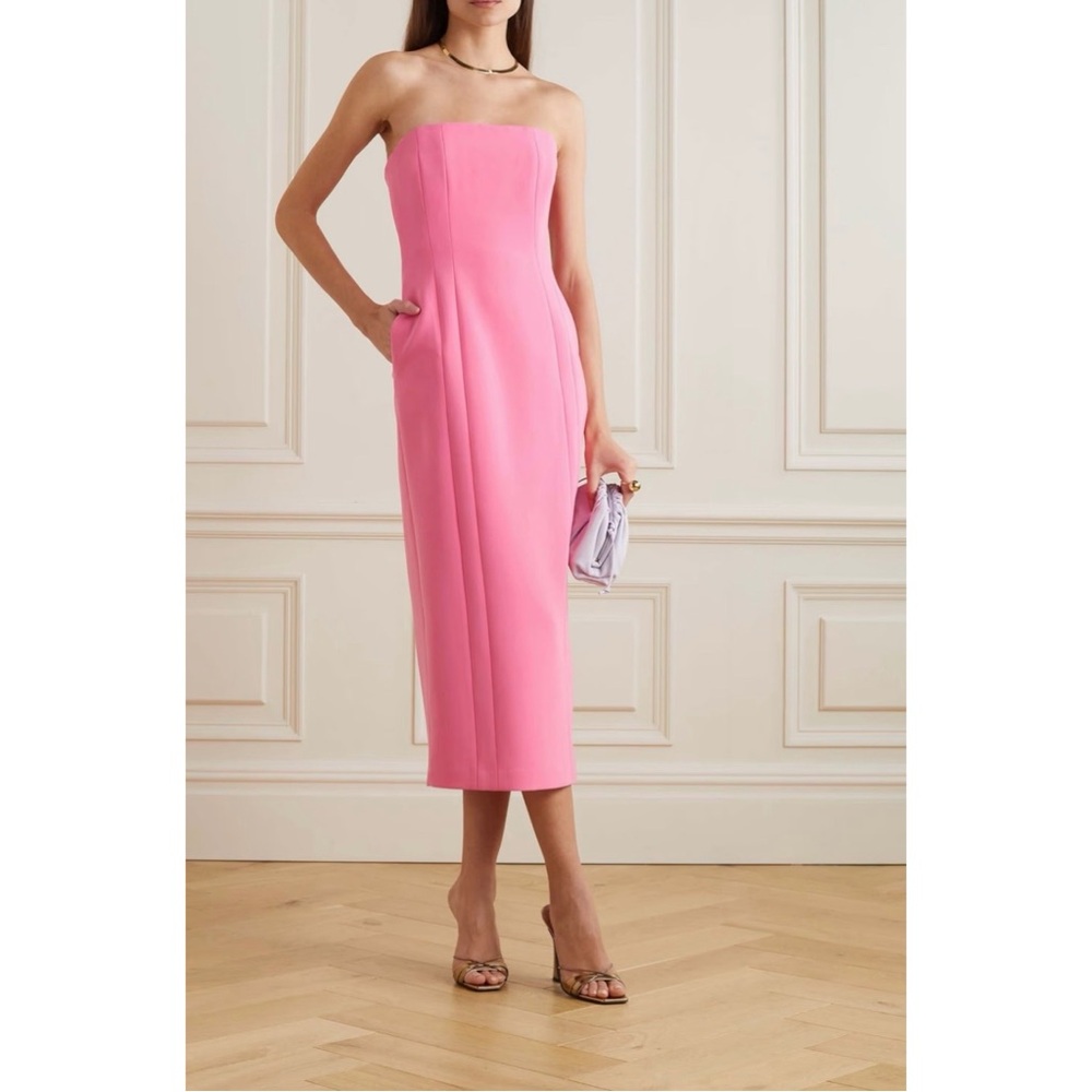 Pink Midi Sheath Dress with Slit for Cocktail